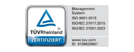 ISO 9001:2015, ISO/IEC 27017:2015 und ISO/IEC 27001:2022 – zertifiziert